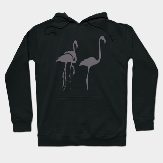 Minimalistic Three Flamingos Grey Silhouette Hoodie by taiche